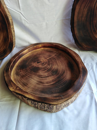 Handmade Antique Tree Trunk platter.Wood Turned Platter. Tree Trunk Chopping Board. Wooden Serving Disc Plate. Wood Bread meat Serving Tray.