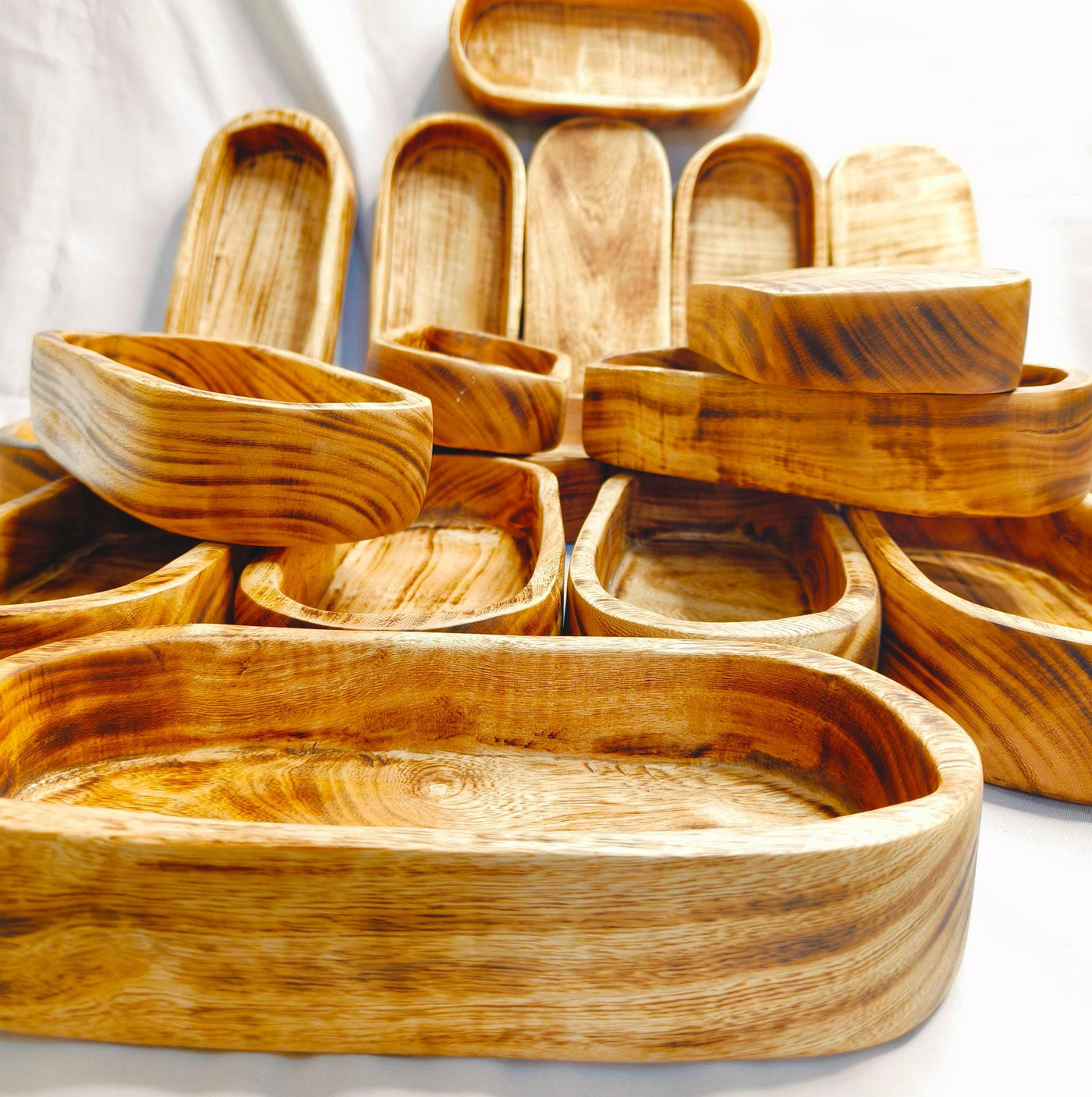 Rustic Wooden Dough Bowl for Candle Making |Hand-Carved Wood Candle Vessels| Farmhouse Decor Candle Bowls set of 6/ Reusable Wood wax Bowl