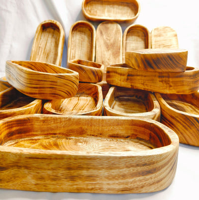 Rustic Wooden Dough Bowl for Candle Making |Hand-Carved Wood Candle Vessels| Farmhouse Decor Candle Bowls set of 6/ Reusable Wood wax Bowl