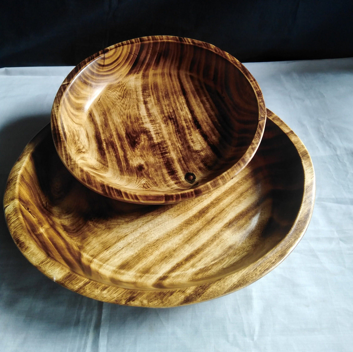 Wholesale. Handcarved Gorgeous Round Wooden Stackable plate Dough Bowls Bundles of 5. Candle Bowls.