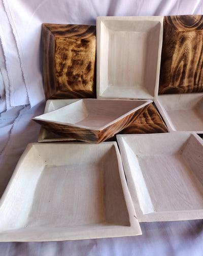 Personalized 9*7" Natural wood Dough Bowls Painted white on the Inside Surface. QTY 10 Beautiful Engraved Business name Candle Bowls. SALE.