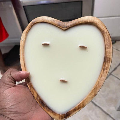 Mini Heart Bowls Cluster of 10pcs. wooden lovely 5x5" Holiday Hearts Candle Dough Bowls. Handmade wax pour Dough Bowls Gift items. 5oz bowl