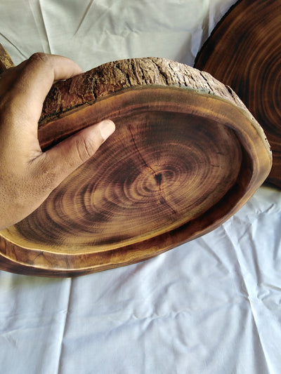 Handmade Antique Tree Trunk platter.Wood Turned Platter. Tree Trunk Chopping Board. Wooden Serving Disc Plate. Wood Bread meat Serving Tray.