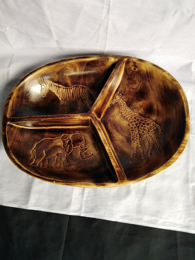Wholesale unique wooden 3 Compartment storage Dough Bowl. Handmade Fruits/Nuts/Centerpiece Display Bowl. Christmas Holiday Gift. Home Decor