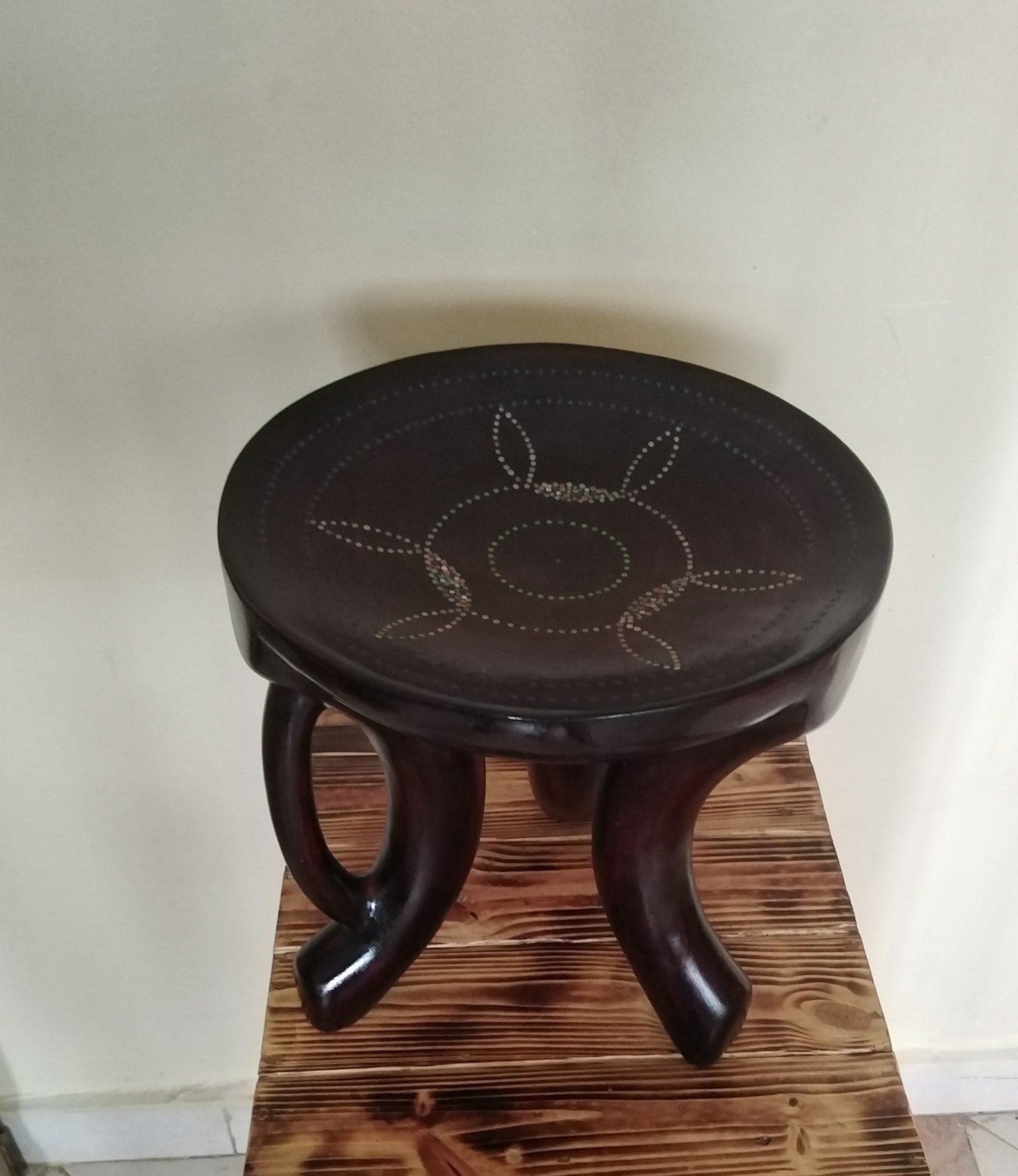 Personalised  Beaded African Stool. Modern Homes African Furniture. Custom-made Traditional Stool with personalised Art work. Gift Item Him.