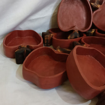 Handmade Apple Dough Bowls set of 5. Wholesale Supply Candle Ready Apple Bowls 7"X6"x2".DiY Candle Pour .Gift items.Candle makers Decor