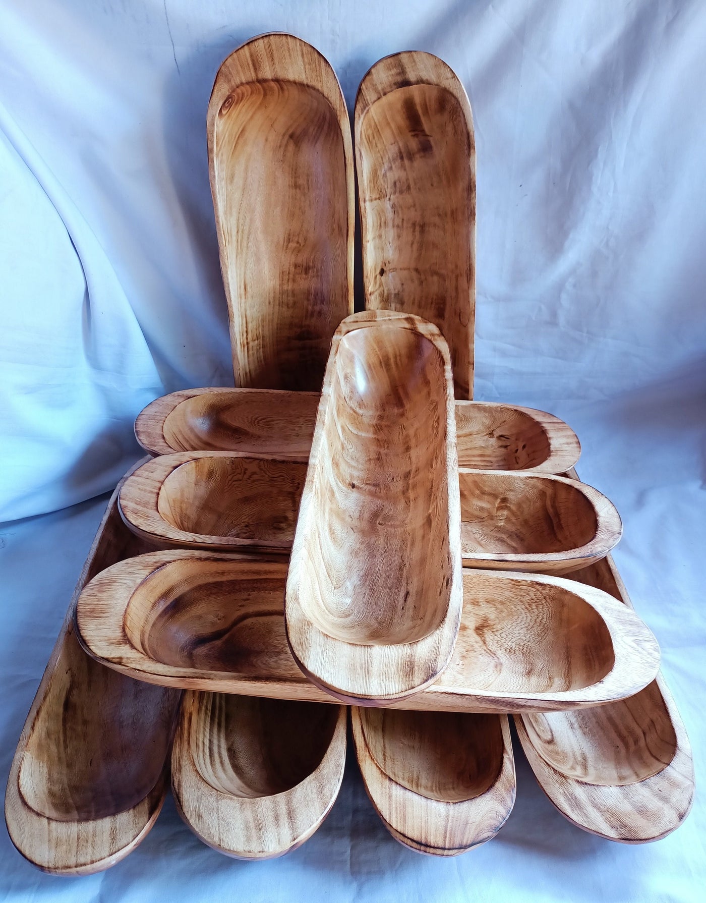 Wholesale!Candle Ready 6 Wick 18" Brown Dough BowlS set of  5 | Hand Carved Wood Bowl | Rustic Home Decor |for Candle Making | Farmhouse