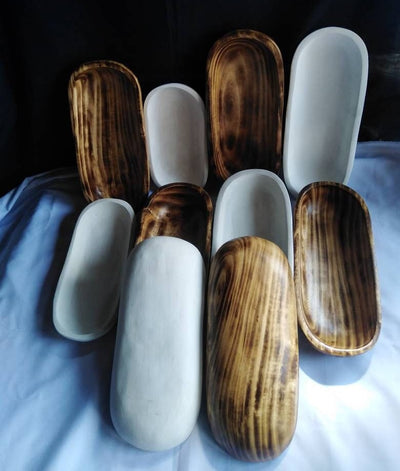 Wholesale Supply. Beautiful wooden White and Natural Candle Dough Bowls Mix of 6. Diy Candle Making Kit 9" white and 11"long Natural
