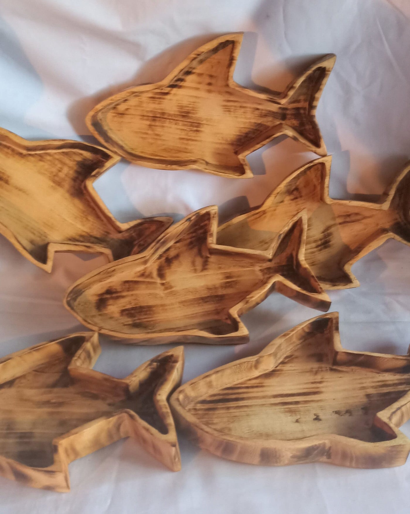 Wholesale Availability.Unique and Rare Handcrafted Shark shaped wooden Dough Bowls set of 4.Nature Bowls.New year Gift items.The Shark Bowl.