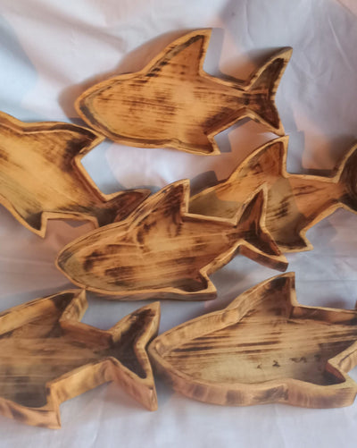 Wholesale Availability.Unique and Rare Handcrafted Shark shaped wooden Dough Bowls set of 4.Nature Bowls.New year Gift items.The Shark Bowl.
