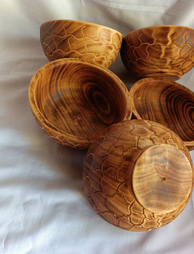 New Bowls Alert!.Perfect Animal Print Machine Cut 5" Diam,2" HT Dough Bowls.Unique Giraffe Print Hand finished Bowls set of 10.DIY Candle
