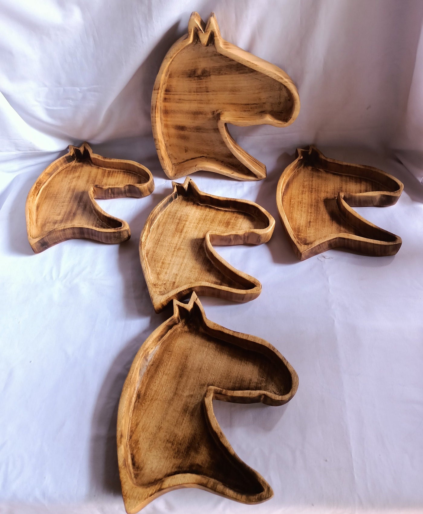New bowls Alert! ONSALE Bulk Supply  Handmade Horse Shaped wooden Dough Bowls set 5.Stallion Wax Candles Bowls Stable Theme Farmhouse Decor.