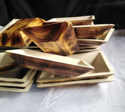9*7" Natural wood Dough Bowls Painted white on the Inside Surface Bulk. QTY 10 Beautiful Candle Dough Bowls. Offer Sale