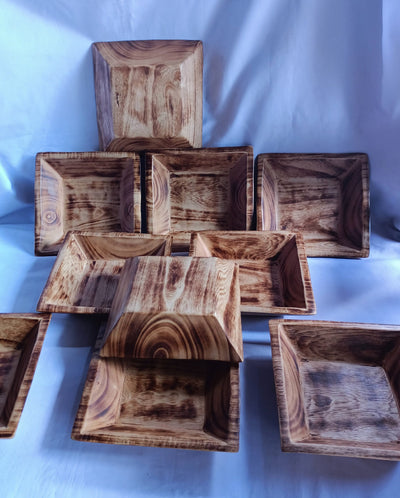CLEARANCE SALE Bulk Offer Handmade 7" Square  wooden Dough Bowls Set of 10 Candle Fill wax bowls Modern Farmhouse Decor Display Gift Bowls
