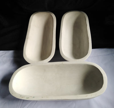 Bulk medium Wooden Candle Dough Bowls- white set of 3. Centerpiece Home Decor Bowls. Diy Candle Making Kit. 13" Wood Bowls.