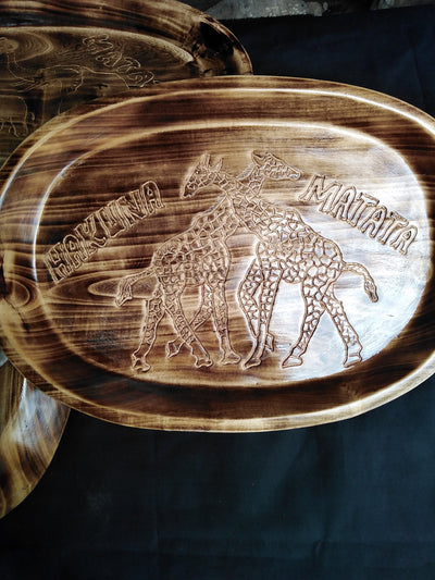Jambo Africa Customised Wooden Serving Trays.Multipurpose wood Trays. Tea/Water/Drinks/General Food Serving Tray . Decor Platter. Gift Item