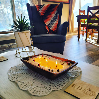 Wholesale Unique Handmade Dough Bowls set of 5.Wooden multiple wick Candle Display Bowls.Farmhouse Decor Centerpiece.DIY Candle Making Kit.