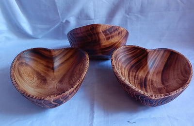 Bulk Sale! Handmade Heart shaped wooden Decorated Dough Bowls set of 8. Valentine Decor Candle Bowls. DIY Candle Gift Bowls. Farmhouse Decor