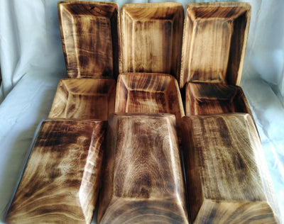 Unique Dough Bowls set of 3. Wholesale Handcarved Wooden Wood Dough Bowls. The Candle makers Shop. Dough Bowls Gift Items.