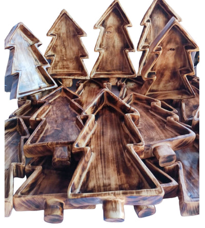 Medium Artisan Crafted Christmas tree candle Dough Bowls Qty 5 eco friendly reclaimed wood Festive Farmhouse Decor Bowls Cute Bulk Vessels