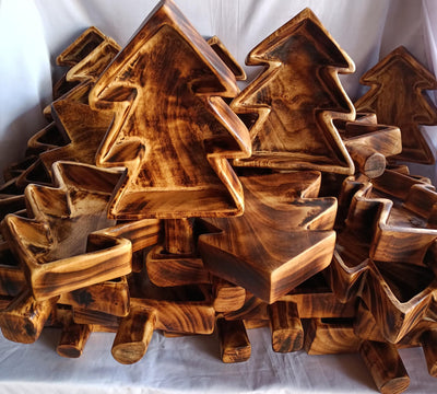 Mini Handmade Christmas Holiday Themed Dough Bowls for Festive Candle making Decor Wood Vessels set of 5 Bespoke wax Bows for candle Gifts
