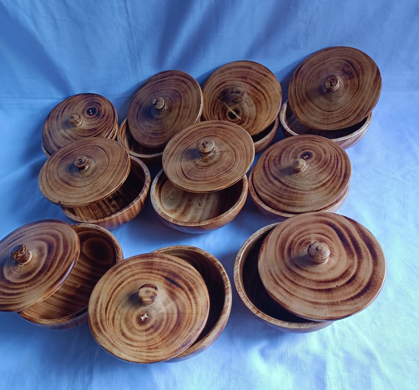 Wholesale Supply!  5 inches Round Machine cut wooden Dough Bowls with Lids set of 10. DIY Candle Making Kit. Farmhouse Decor Gift bowls