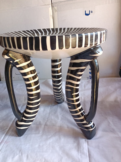 Authentic Beautifully Handcrafted African Personalised Zebra Themed Stool. Wooden wood Wildlife Stool. Three leg/Handle Home Decor Gift item