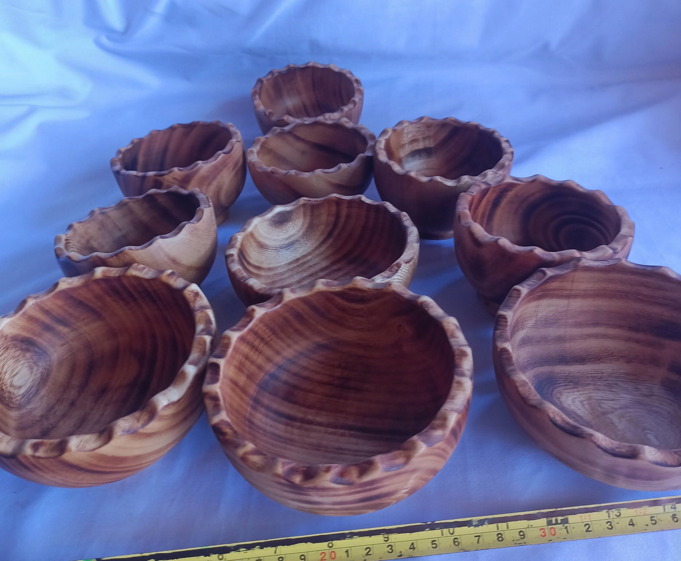 ONSALE: Wholesale offer  10 saw-toothed Dough Bowls. 5" Diameter Wooden wax Bowls Serrations tops. DIY Candle Wax Kit.Christmas Gift items.