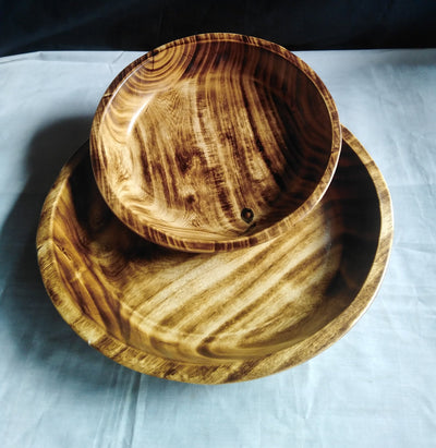 Wholesale. Handcarved Gorgeous Round Wooden Stackable plate Dough Bowls Bundles of 5. Candle Bowls.