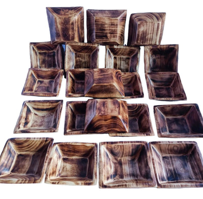 Small Wooden Handmade 5" Square Candle Dough Bowls Set of 10.Modern Farmhouse Decor Bowl Candle fill vessel Rustic wood Bowl Christmas Gift