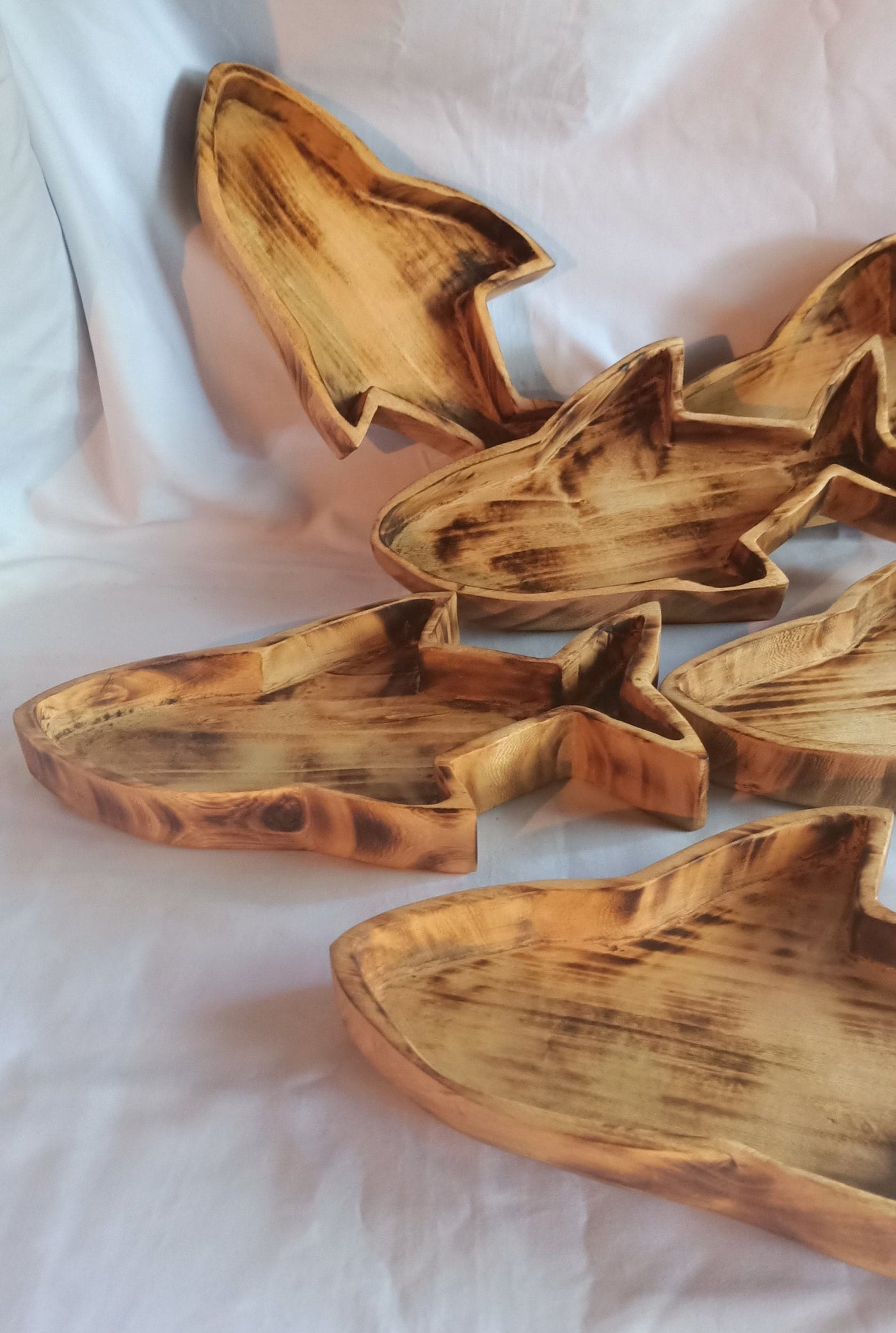 Wholesale Availability.Unique and Rare Handcrafted Shark shaped wooden Dough Bowls set of 4.Nature Bowls.New year Gift items.The Shark Bowl.