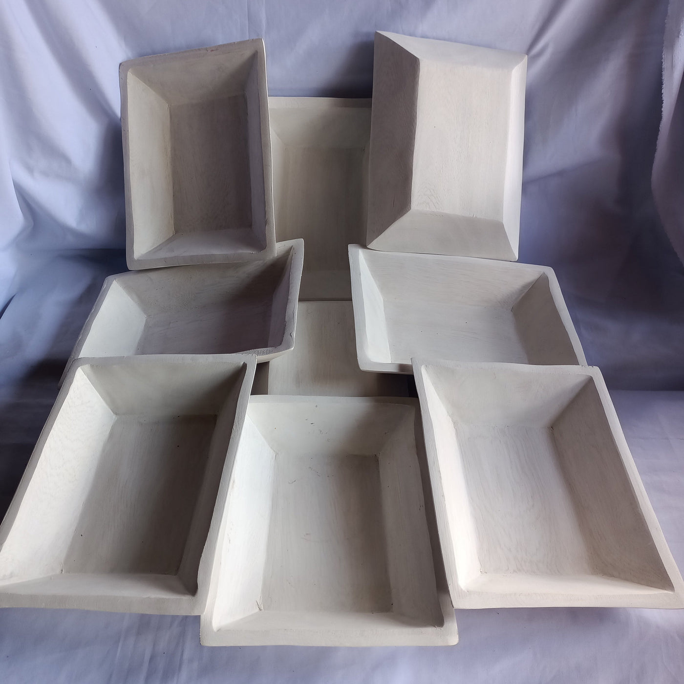 Wholesale.Unique Handcarved White Dough Bowls set of 10. Coloured Wooden multiple wick Candle Display Bowls. Fast Shippingng Bowls worldwide