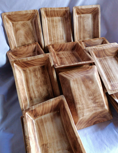 CLEARANCE SALE! WHOLESALE. A Set of 6 Rectangular wooden Dough Bowls 9*7*1.5 .Candle Wax fill Bowls. Farmhouse Decor Items.Diy Art Designs