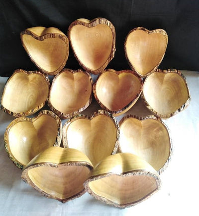 Wholesale Handmade Valentines Bowls for Candles qty 5 Heart shaped wooden Candle Bowls Lovers Dough Bowl Wedding Valentine Decor Gift Bowls