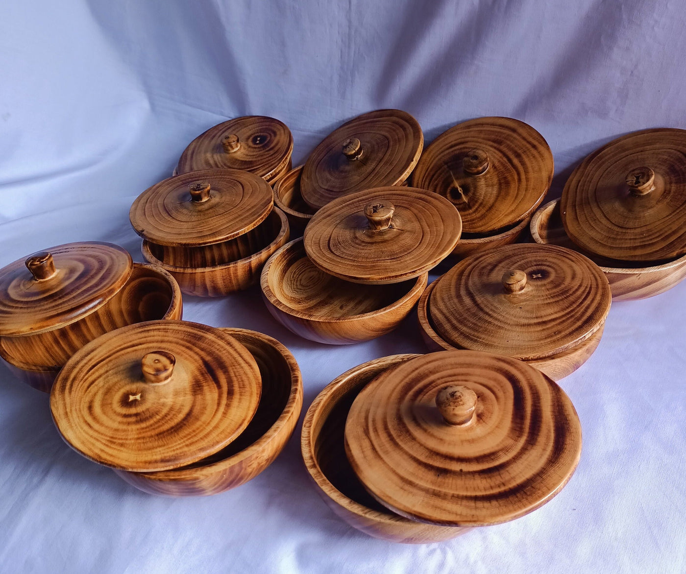Wholesale Supply!  5 inches Round Machine cut wooden Dough Bowls with Lids set of 10. DIY Candle Making Kit. Farmhouse Decor Gift bowls