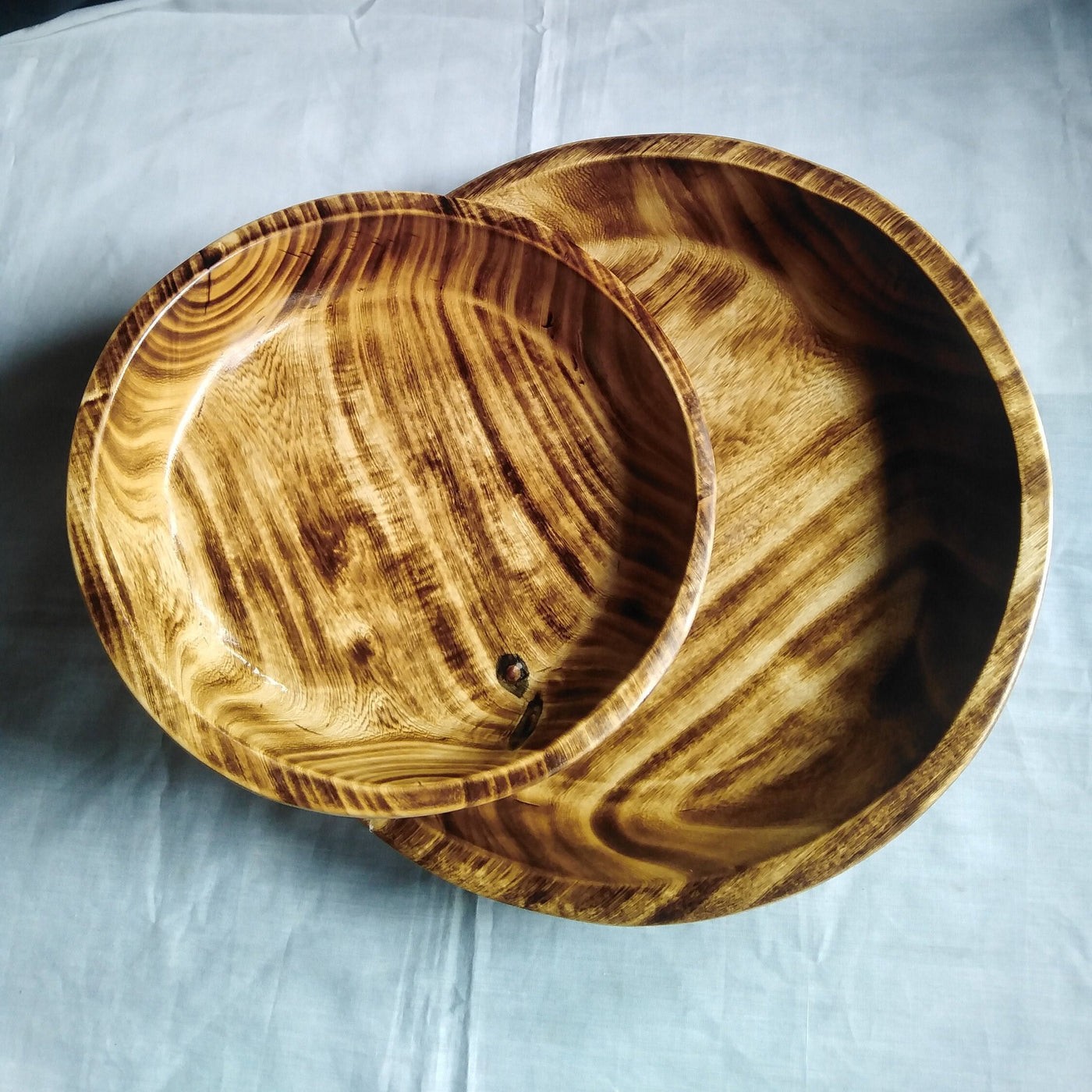 Wholesale. Handcarved Gorgeous Round Wooden Stackable plate Dough Bowls Bundles of 5. Candle Bowls.