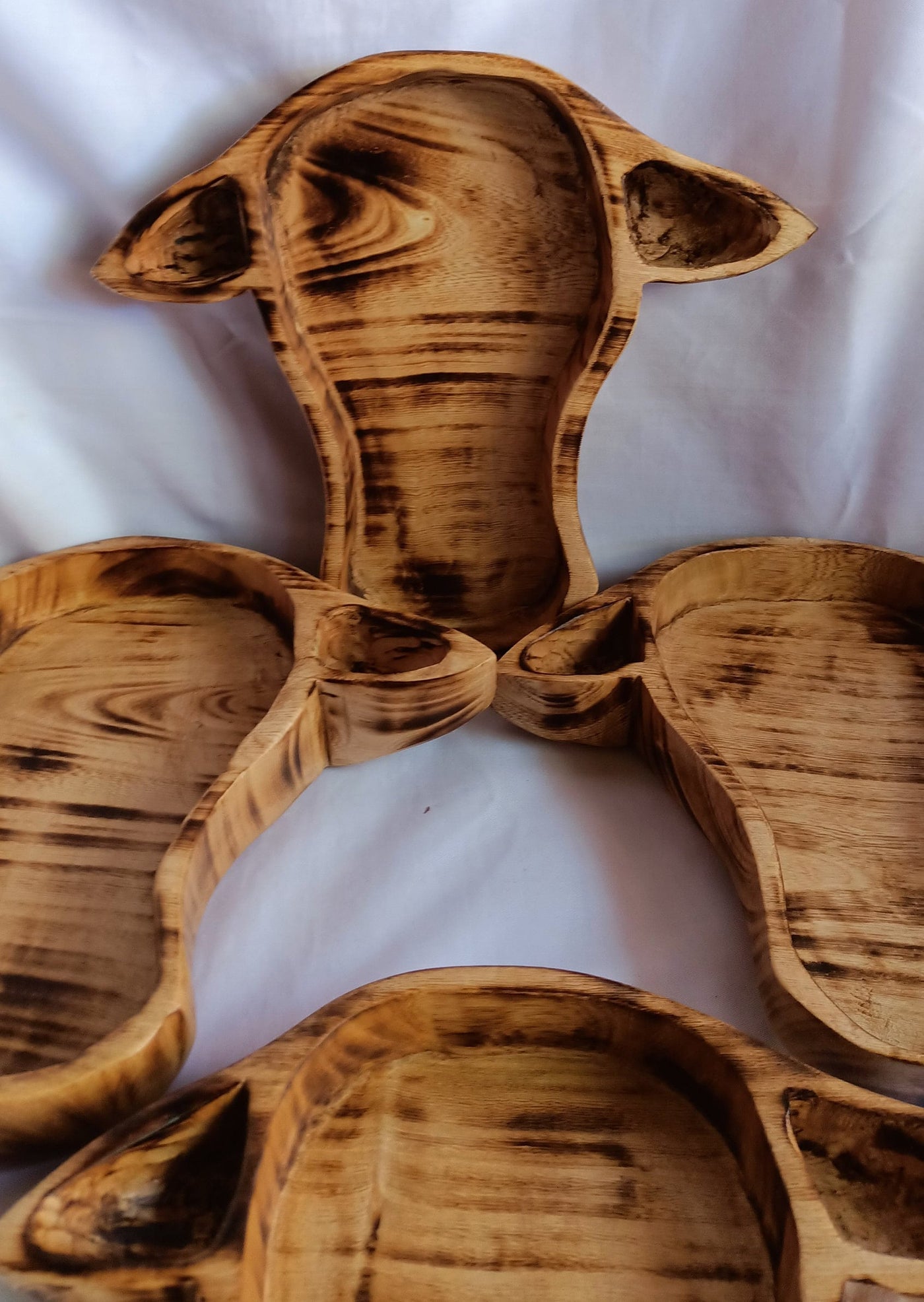 Wholesale Availability:Handcrafted Cow Head Dough Bowls set of 4 Handcarved Hornless Decor Display Event Bowls.Farmhouse.Cow head wall Decor