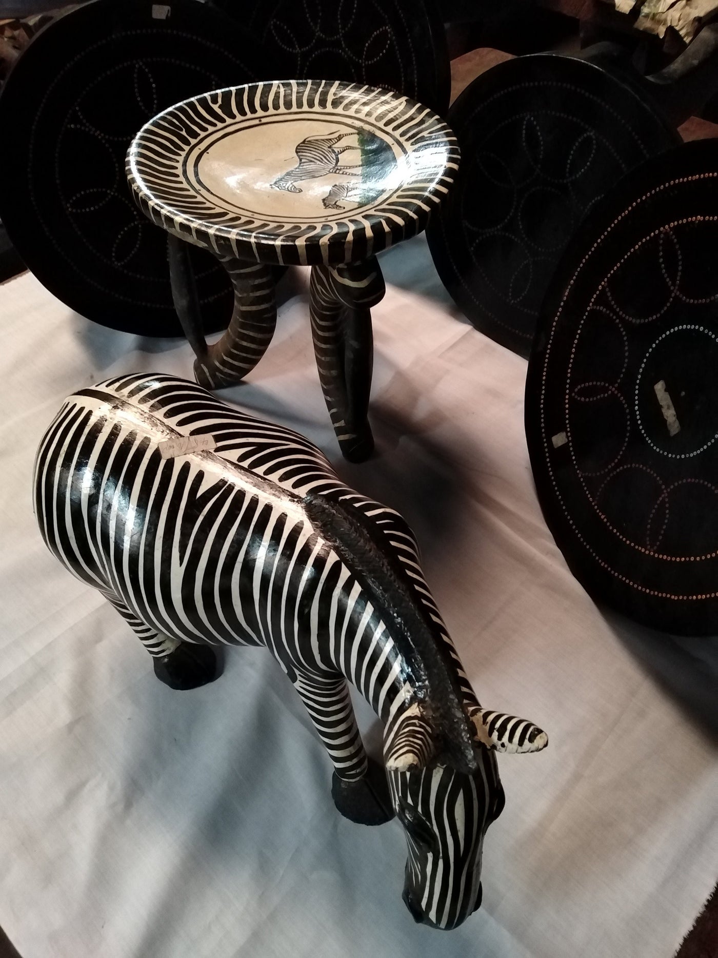 Extraordinary Animal Themed  Stool or Table with 1 or 2 handles from the  Maasai Tribe of Kenya , Customised Beaded Outdoor Stool and Table.