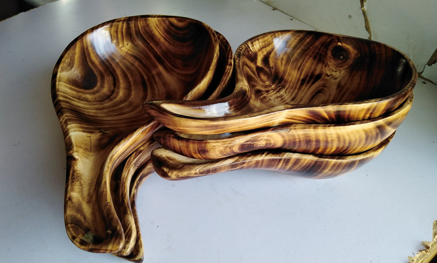 Unique Wooden Shaped Calabash set of 2. Hardwood multiple Purpose Wooden wood Decorative CALABASH. Home Decor Calabash wholesale and Retail.