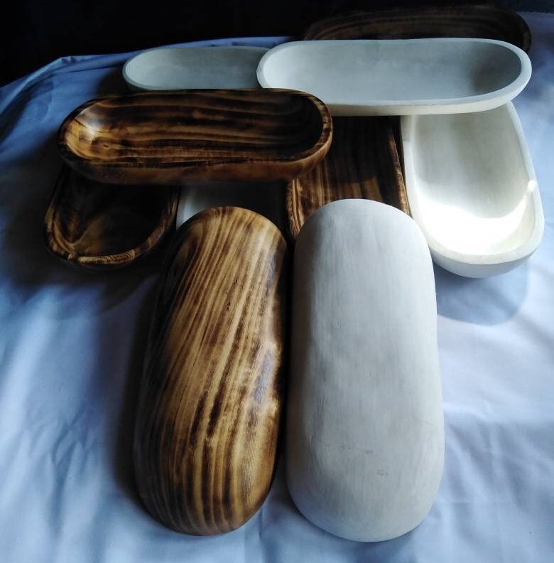 Wholesale Supply. Beautiful wooden White and Natural Candle Dough Bowls Mix of 6. Diy Candle Making Kit 9" white and 11"long Natural