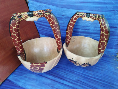 Personalised Animal Themed Shopping Basket.Handcarved Girrafe Shopping Bag.Shopping Cart. Animal Wooden Wicker Bag. Zebra Fruit Display Bag
