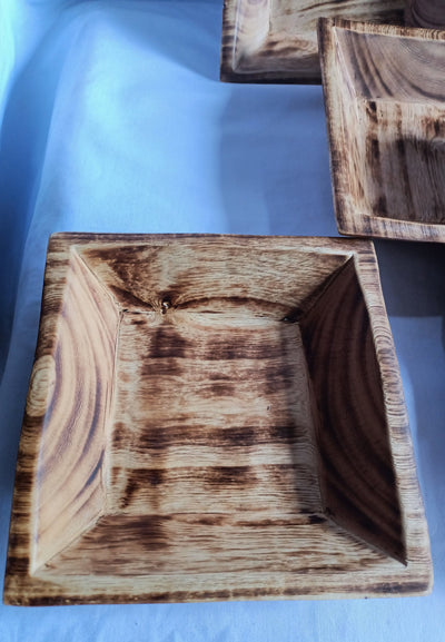 CLEARANCE SALE Bulk Offer Handmade 7" Square  wooden Dough Bowls Set of 10 Candle Fill wax bowls Modern Farmhouse Decor Display Gift Bowls