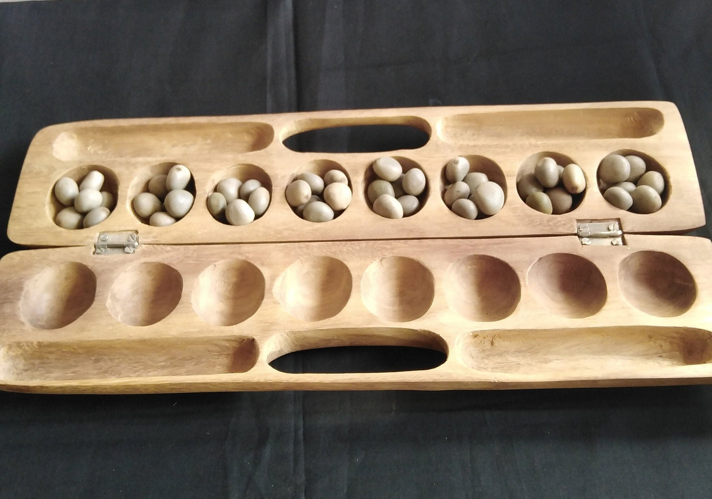 Personalised Antique Mancala Board Game.Inscribed Bao Board Game.Traditional Ajua Game.Hawalis Game of Oman.with Sago palm seeds or Marbles