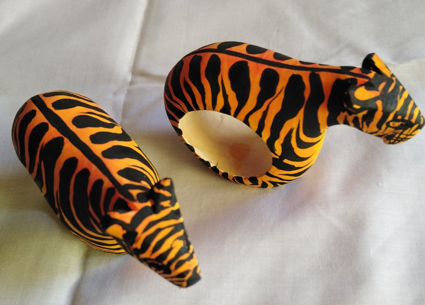 Handmade Customised Tiger  Napkin Rings set of 5 Tiger Napkin Ring Holders.Wildlife Wooden wood Napkin Rings.Mothers Day Cute Gifts for mum