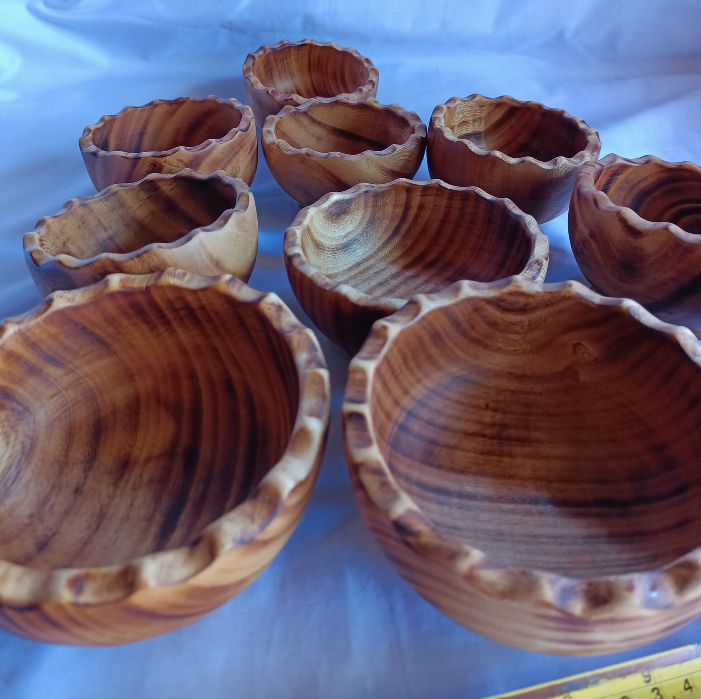 ONSALE: Wholesale offer  10 saw-toothed Dough Bowls. 5" Diameter Wooden wax Bowls Serrations tops. DIY Candle Wax Kit.Christmas Gift items.