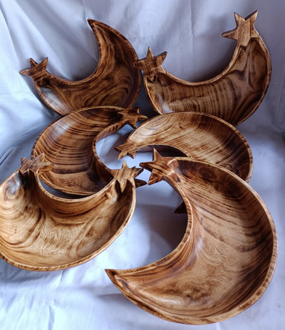 Bulk Supply. Unique Single Star cresent Moon shaped Handcarved Dough Bowls set of 5. Diy Candle Bowls. Farmhouse Decor Bowls.Gift items.