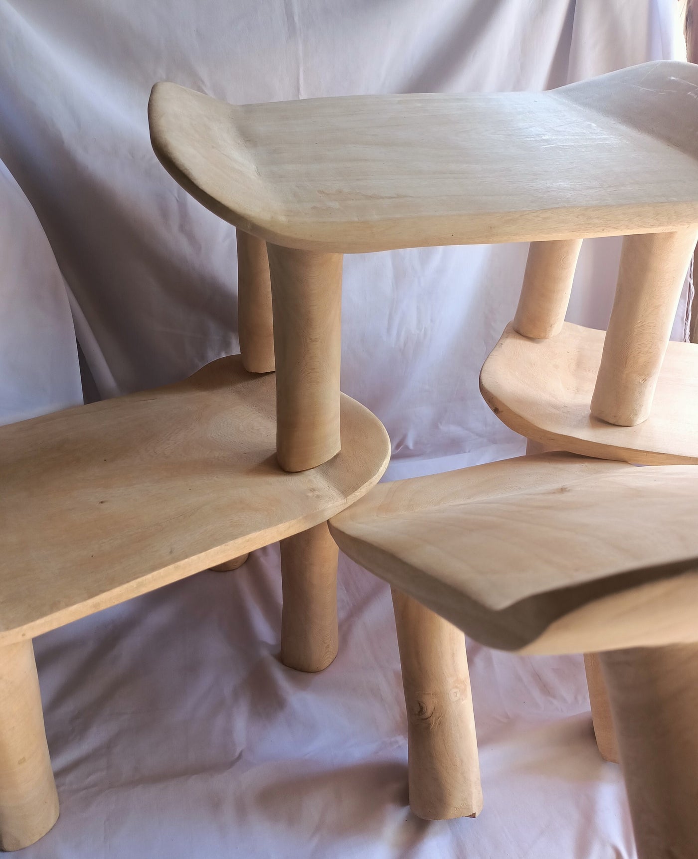 Natural wood African Senufo stool Approx. 16L*8w*8"H. Kenyan Akamba Four legged Tribal Stool Gift item.Cultural Traditional Furniture