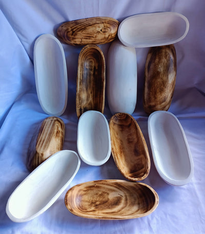 Wholesale Supply. Beautiful wooden White and Natural Candle Dough Bowls Mix of 6. Diy Candle Making Kit 9" white and 11"long Natural