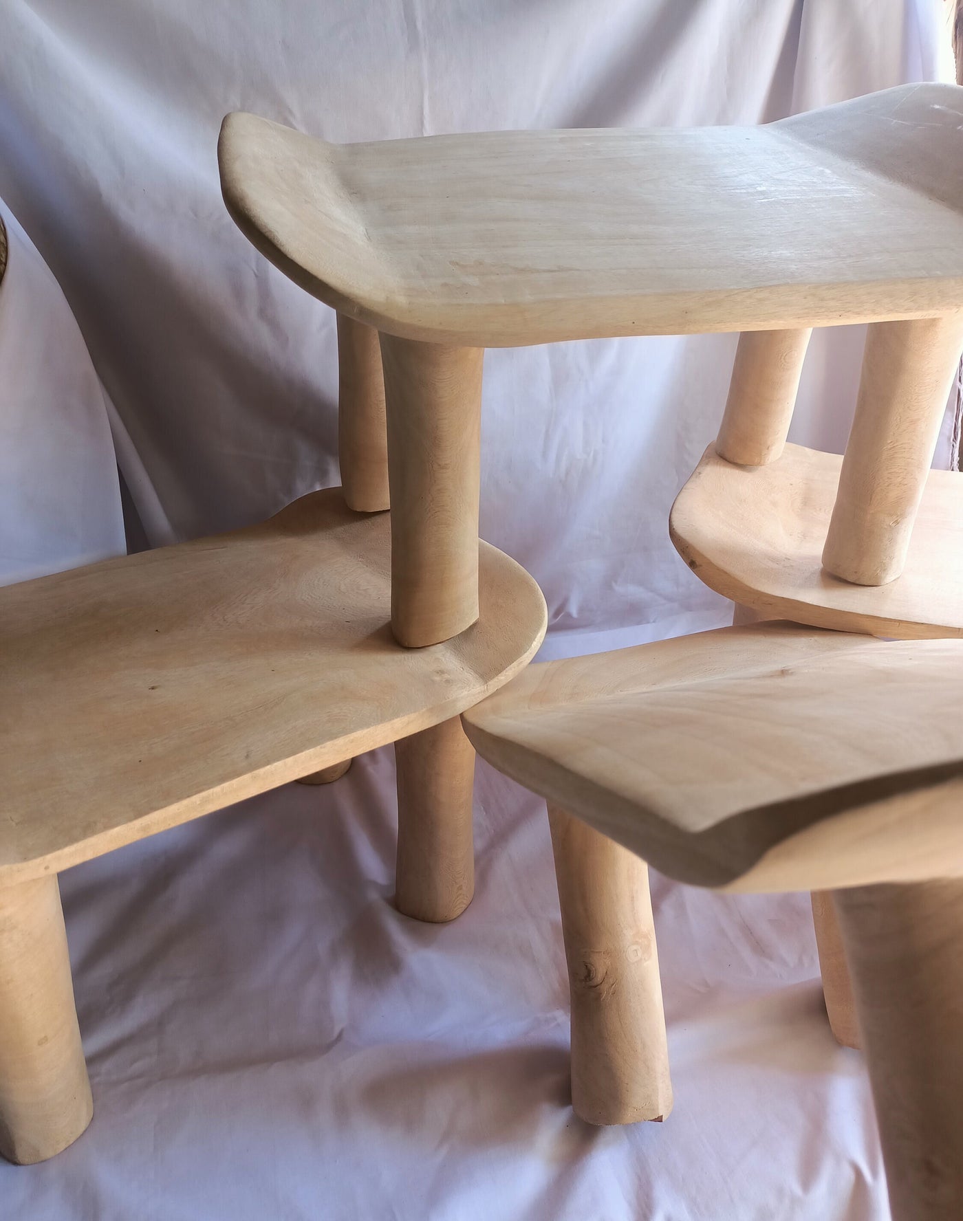 Natural wood African Senufo stool Approx. 16L*8w*8"H. Kenyan Akamba Four legged Tribal Stool Gift item.Cultural Traditional Furniture