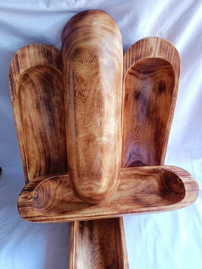 Wholesale!Candle Ready 6 Wick 18" Brown Dough BowlS set of  5 | Hand Carved Wood Bowl | Rustic Home Decor |for Candle Making | Farmhouse